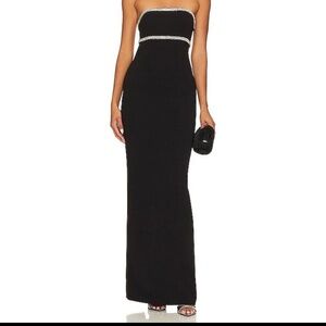 Lovers + Friends Black Strapless Prom Dress